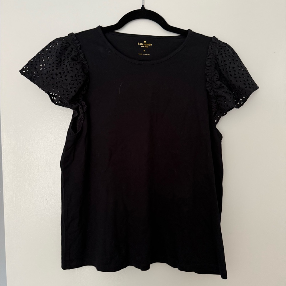 Kate Spade Navy Eyelet Sleeve Top